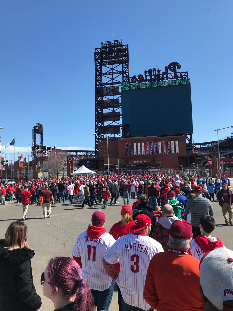 Eighteen minutes to first pitch,